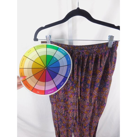 Mossimo Supply Co Pants Womens Small Purple Boho Floral Rayon Joggers Drawstring - Picture 9 of 11